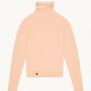 NWT Sheep Inc $280 Merino Wool The Turtleneck + The Trousers Set - Melon Orange